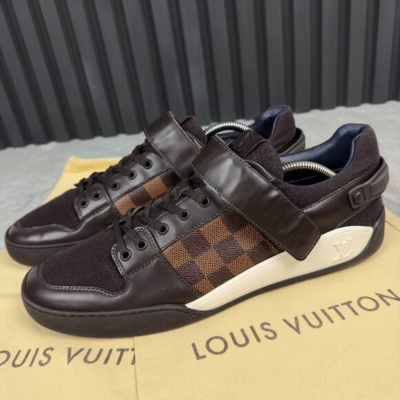 Louis Vuitton Elliptic Sneakers Damier Brown Leather 8.5 LV or 9.5 US 42.5 EUR - Picture 1 of 13
